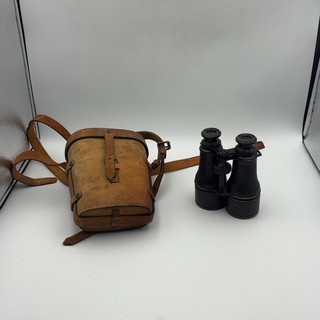 Colmont Paris Antique Military Broad Arrow Binoculars & Leather Case