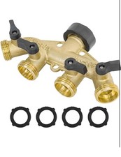 Diivoo 3/4 Solid Brass 4 Way Adaptor - Garden Tap Multi Hose Connector Splitter