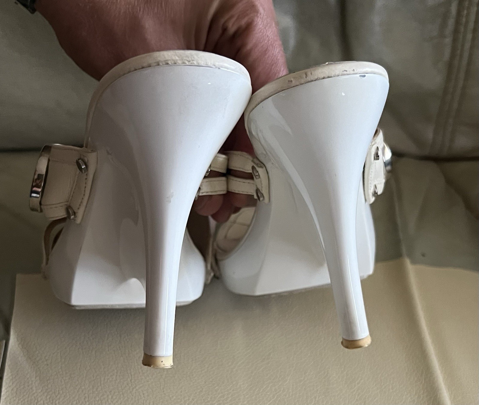 Christian DIOR Y2K Vintage John Galliano White High Heel Mule Sandals 38 Us 8 thumbnail 5