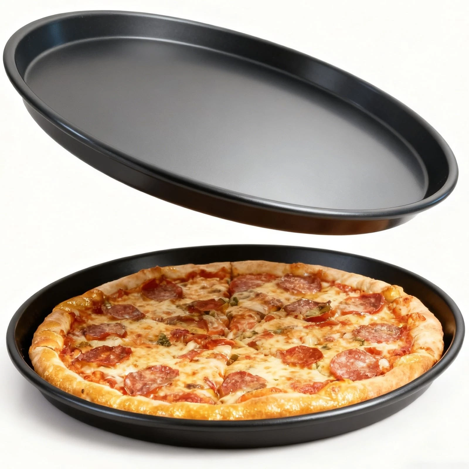 12 Inch Pizza Pan for Oven, 2 Pack Nonstick Round Aluminum Pizza Baking Tray,...