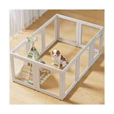 Clear Acrylic Dog Playpen with Door,23.6" Puppy Playpen,Easy Assemble Pet Fen...
