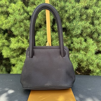 Carlo Fellini Vintage Purse Fellini Collectible In Black Satin