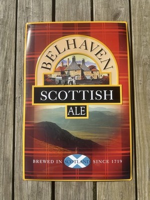 BEAUTIFUL BELHAVEN SCOTTISH ALE EMBOSSED TIN SIGN 2004
