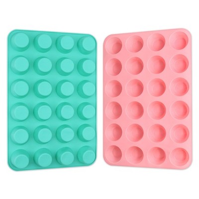 2 PCS Silicone Mini Muffin Pan 24 Cups Cupcake Pan For Baking Cakes Tart