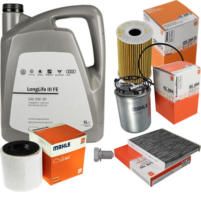 MAHLE Inspektionspaket 5 L VW Motoröl 0W-30 Longlife III FE für Polo 1.6 TDI