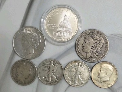 VINTAGE Junk Silver 90% $5 Dollar Face, MORGAN/PEACE Dollars