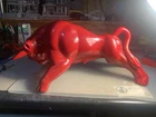 Vintage MCM Royal Haeger Pottery Large Red Ceramic Bull Figurine Statue 18” Long
