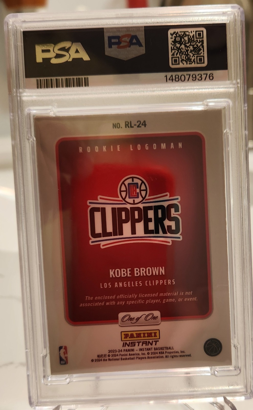 2023 Panini Instant Kobe Brown #RL24 Rookie Logoman 1/1 PSA 5 view 2
