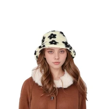 Faux Fur Winter Bucket Hat for Women Fuzzy Warm Hats Women's Furry A1