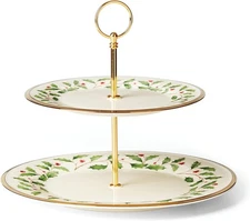 Lenox Holiday 2-Tiered Cake/Cookies Server Holiday/Christmas Serveware