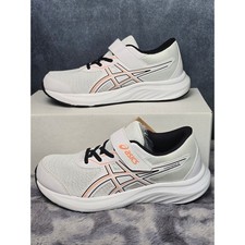 NWT Asics Contend 9 Sneakers White Orange Hook and Loop Kids Size 3
