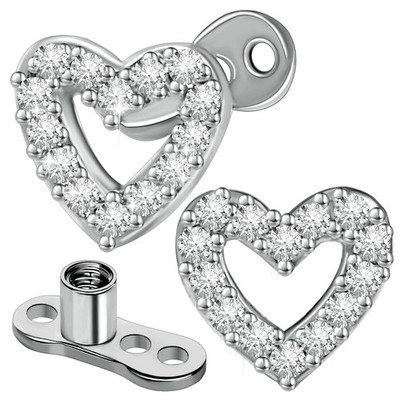 2PC 14G CZ Dermal Anchor Set, Titanium Steel Internally Threaded Piercing Gift