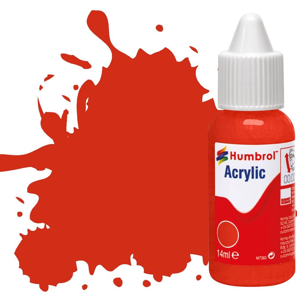 Humbrol DB0174 No.174 Signal Red Satin 14ml Acrylic Paint Dropper Bottle - Image 6