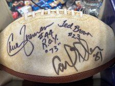 Carl Eller Chuck Foreman Ted Brown Signed Football Auto Autograph Vikings NFL