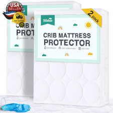 Crib Mattress Protector Sheets Waterproof 2 Pack, Quilted Crib Mattress Pad Cove