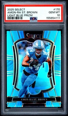2025 Select Premier Lvl /99 Light Blue Prizm 170 Amon-Ra St. Brown PSA 10 Lions