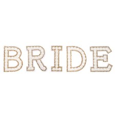 5 Pcs Iron on Decorative Pearl Rhinestone 1.8" Letter BRIDE Patch, Gold