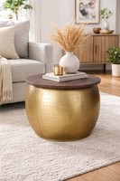 Couchtisch Rund Metall Sofatisch Ø 60 Cm Tisch Stauraum Wohnzimmertisch