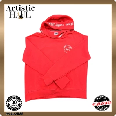 Sweat à capuche homme Tommy Jeans rouge logo linéaire chaud taille M coton... - Photo 1/4