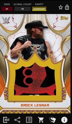 WWE Topps Slam DIGITAL Reverence Brock Lesnar Legendary Orange 25 CC DIGITAL