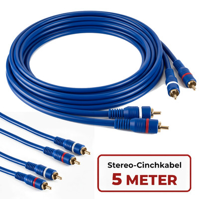 5m Stereo Cinchkabel mit Steuerleitung Remoteleitung vergoldet geschirmt 5 Meter