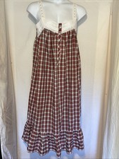 VTG Victoria  s Secret Gold Label Plaid Prairie Sundress Nightgown Cotton Dress