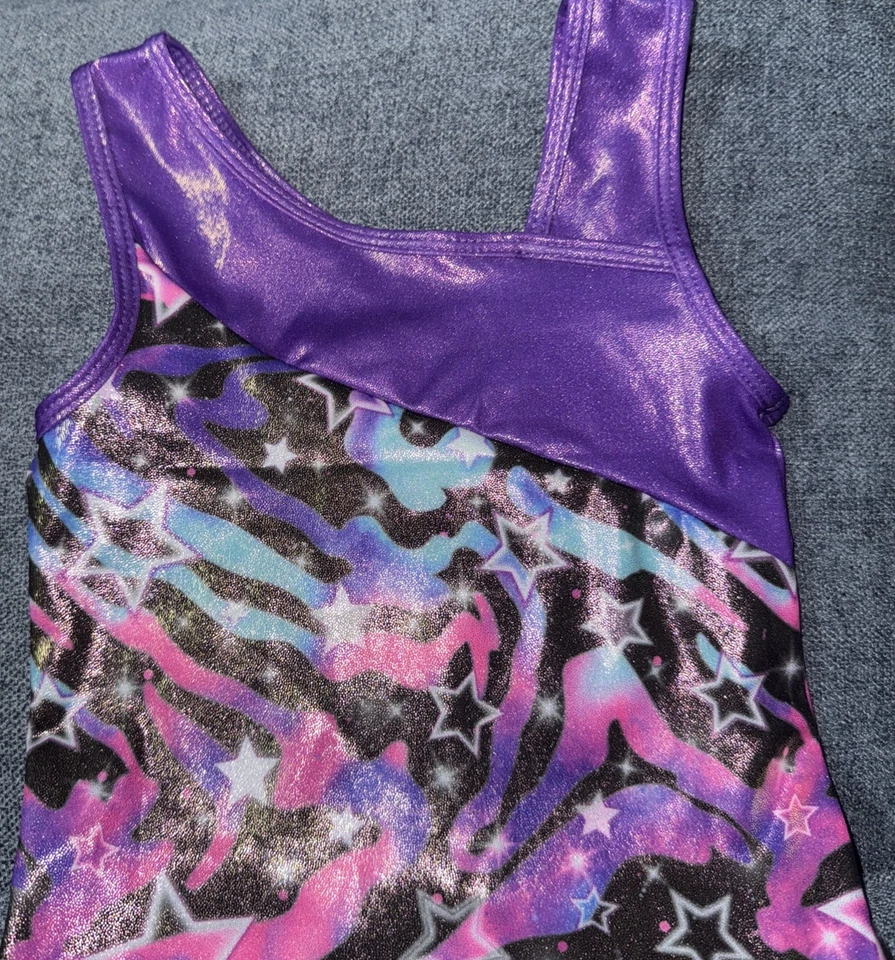 Niñas Conjunto de Baile Atlético Metálico Sin Mangas Gimnasia Leotardos con Pantalones Cortos 7Y Foto 3 de 4