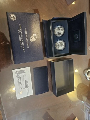 2013 W REVERSE PROOF & ENHANCED SILVER EAGLE 2 COIN WEST POINT SET WITH BOX/COA