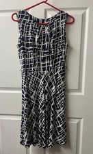 AB studio Dress Fit and Flare Womens 8 Knee Length Zip Back Career Office