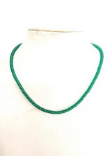 16"inch Necklace Green imitation Rondelle 4-4.5mm Beads 925 Sterling Silver Lock