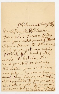 1883 Manuscript Letter Signed Mary A. Kelsey Lindsay ? Philmont NY Personal