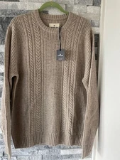 Men's THE NORMAL BRAND NWT Kennedy Spec Knit Crew Sweater-Stone-XL