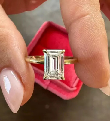 Solitär 2,50 ct im Labor gezüchteter Smaragdschliff IGI-zertifizierter Diamant Verlobungsring