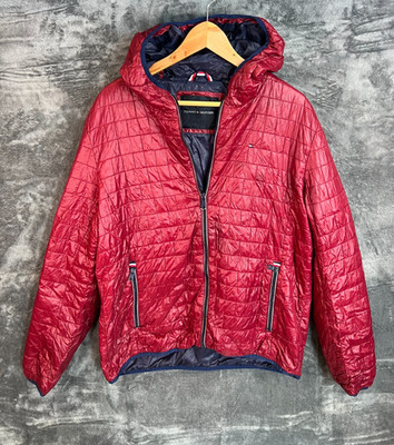 Tommy Hilfiger leichte Steppjacke rot Kapuze Herren L