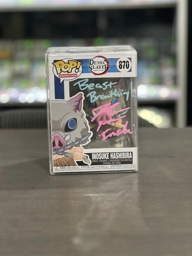 Bryce Papenbrook Signed Inosuke Hashibira 870 Demon Slayer Funko Pop JSA