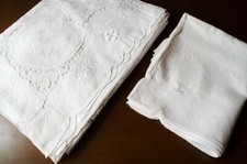 Tovaglia da tavola in "pizzo di Burano" lino bianco con tovaglioli