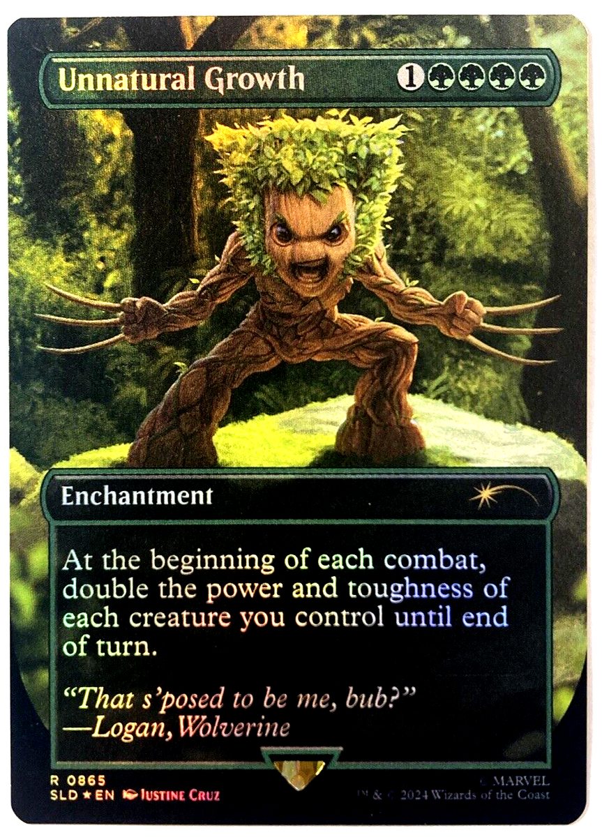 MTG Unnatural Growth RAINBOW FOIL Secret Lair x Marvel Wolverine