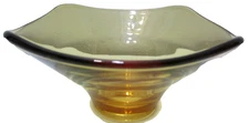 Vintage Viking Glass Bonbon Candy Dish or Bowl Epic Square Amber 3" Tall