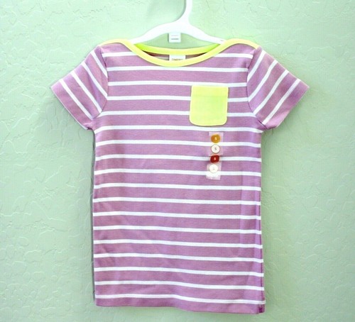 Gymboree Purple Short Sleeve Striped Pocket Cotton T-Shirt Size 5