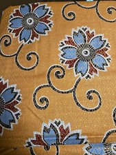 African Cotton Floral Veritable Guaranteed Wax Print Fabric 1 Piece 196" X 46"