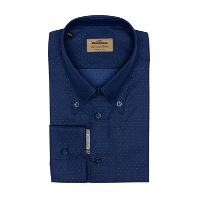 Luxus Gerlin Hemd Punkt Kragen Blau Twill Baumwolle 16 - 41 1D Bijan