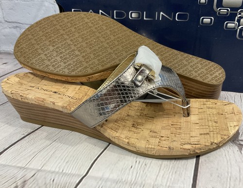 Bandolino Women's Be Heard Short Wedge Sandals Size 8.5 Metallic New With  Box | eBay