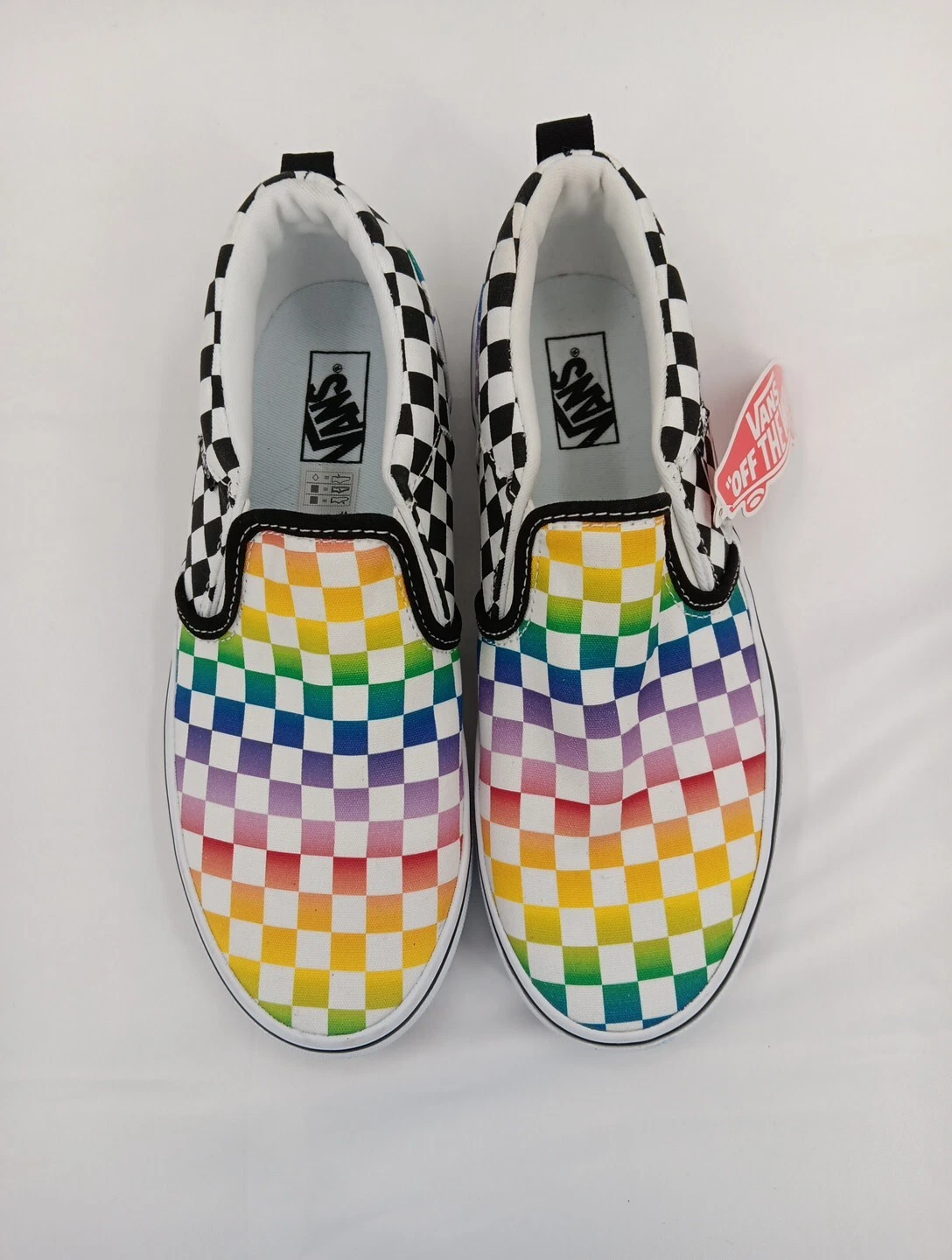 Vans Sneakers Donna 5 Asher Arcobaleno A Scacchi Classiche Slip on Bambini Grandi Tg 3 5