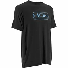 NEW HUK Performance Fishing Marlin Logo T-Shirt Fishing Apparel BLACK SIZE SMALL