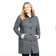 Lands End Plus Size Fit And Flare Long Wool Coat Size 22w