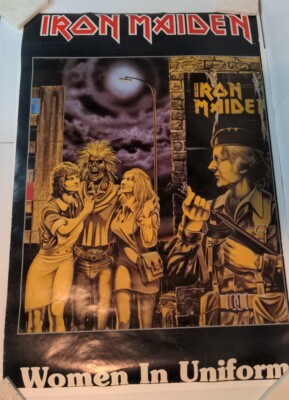 Vintage Original 1980s Iron Maiden Women In Uniform Poster Music