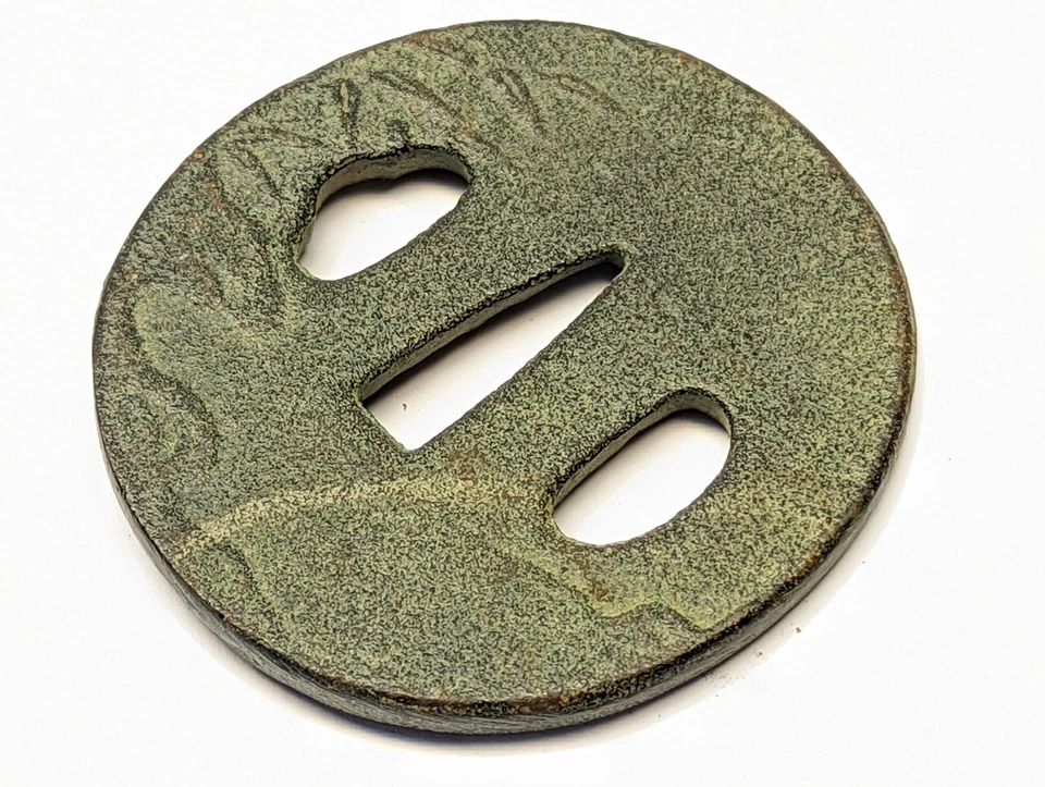 Japanese Samurai Tsuba Antique Frogs Toad Bamboo Samurai Sword Guard - Image 2 of 4
