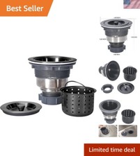 3-1/2 Inch Black Stainless Steel Sink Drain Assembly Kit for Easy Installation