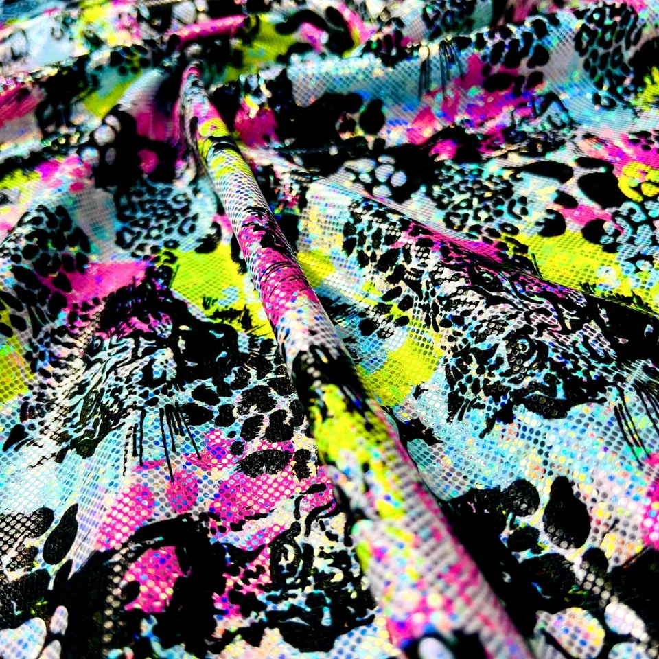 Spandex Fabric Animal Print Yellow & Pink Stretch by Yard for Swimwear Sportwear - Image 3 of 4