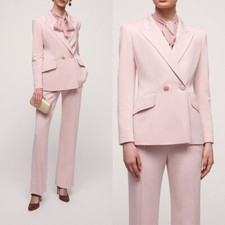 Pink Mother of the Bride Suits for Wedding Slim Fit Jacket Pant Double Breasted
